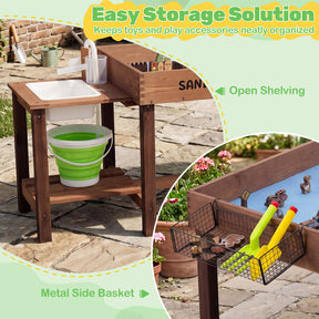 Costzon Sensory Table with Water Pump & Sink, Toddler Activity Table with 33 Sand Table Toys
