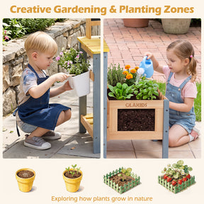 Mud Kitchen, Fir Wood Kids Play Kitchen Set w/ Faucet & Sink