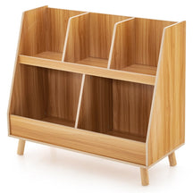5-Cube Kids Bookshelf and Toy Organiser Wooden Storage Bookcase w/ Wood Legs
