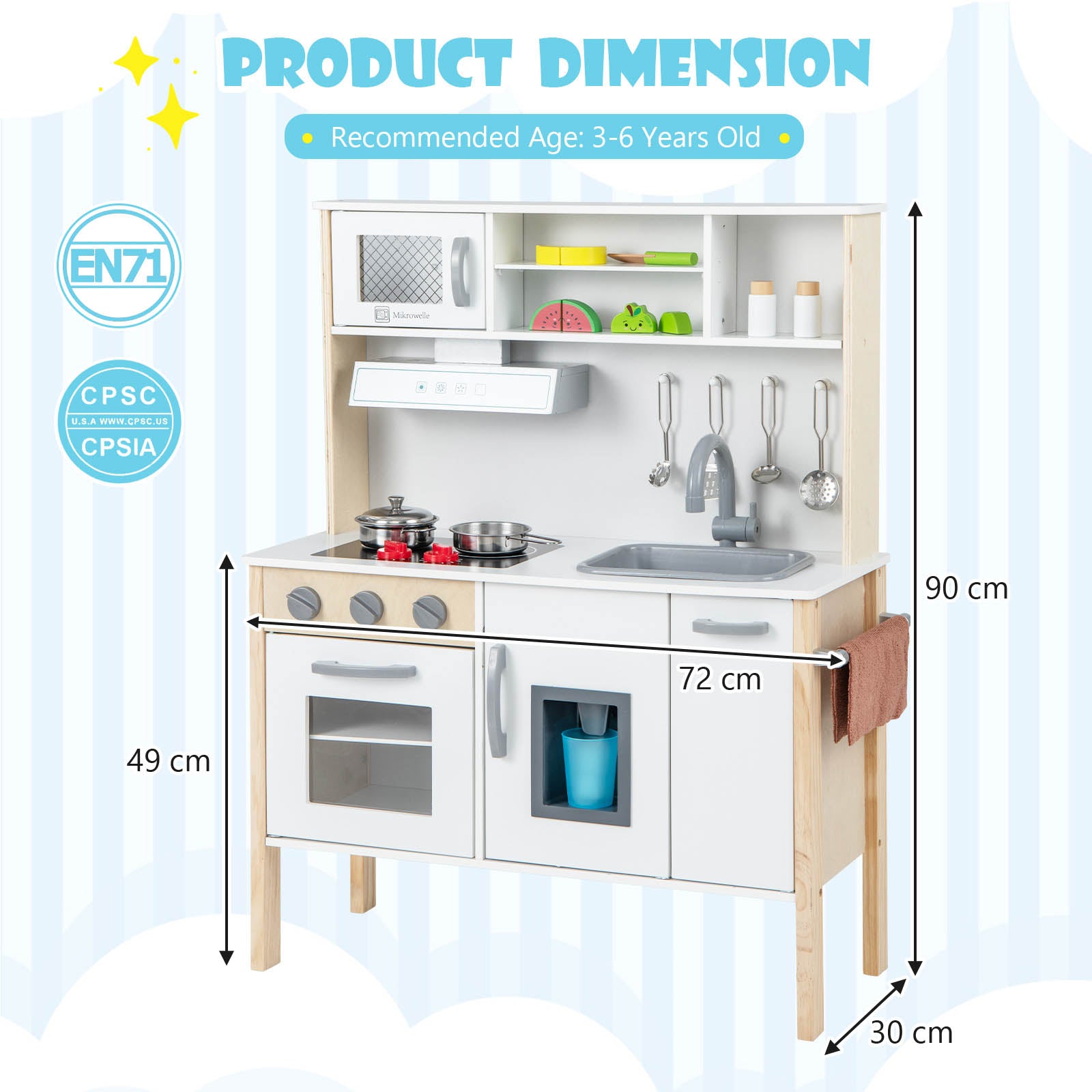 Kids Kitchen Playset with Towel Rack for Toddlers
