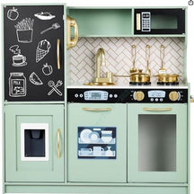 HONEY JOY Pretend Play Kitchen, Toddler Kitchen Playset w/Blackboard, Phone, Microwave, Ice Maker, Dishwasher & Oven