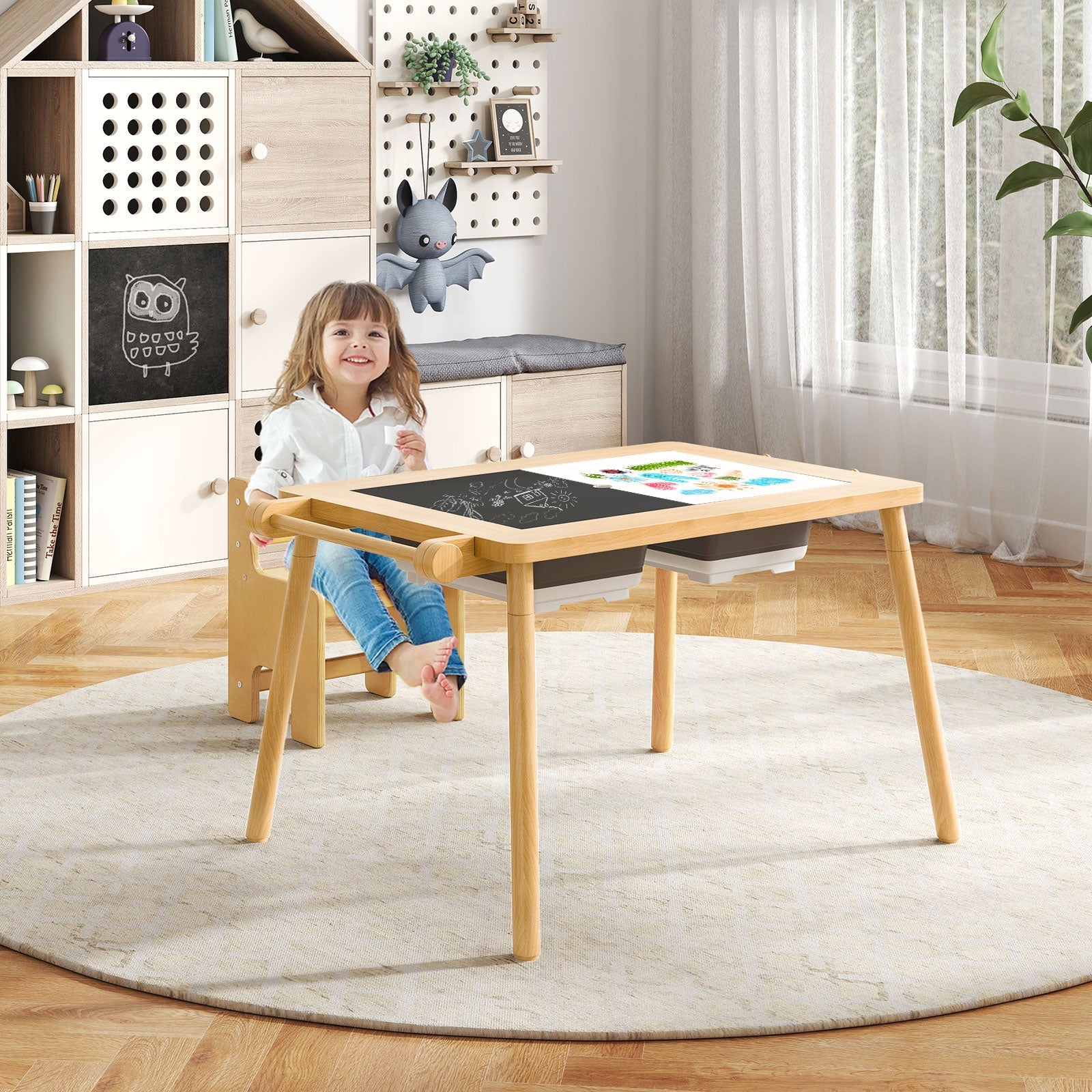 Sensory Table & Chair Set for Kids 2-8, Toddler Activity Table