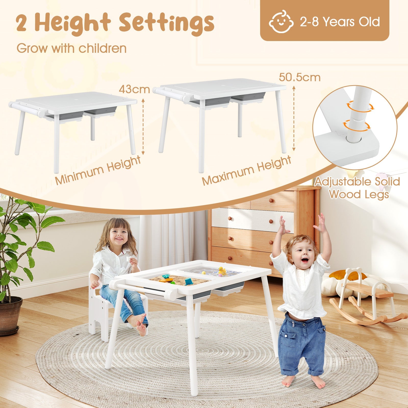 Sensory Table & Chair Set for Kids 2-8