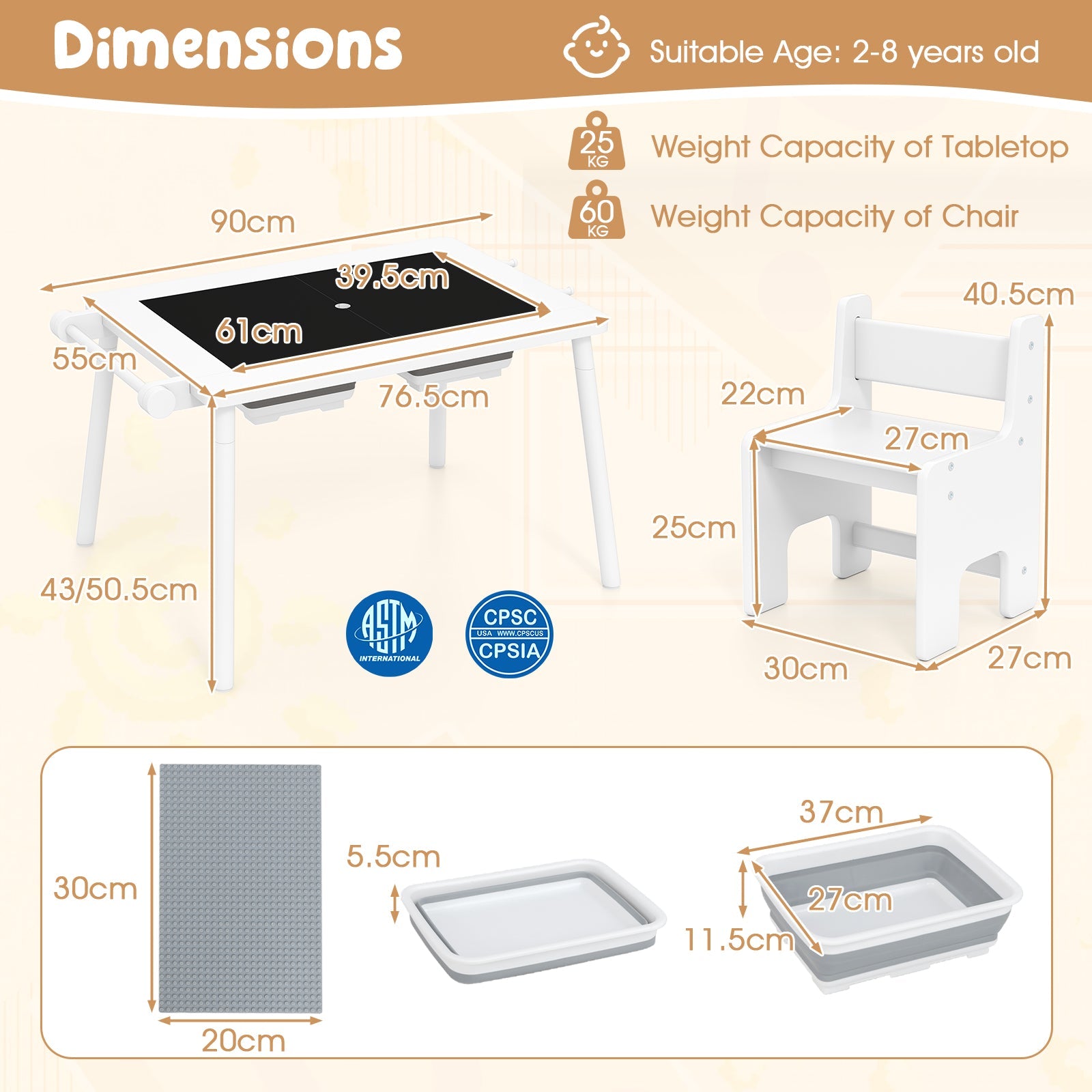 Sensory Table & Chair Set for Kids 2-8