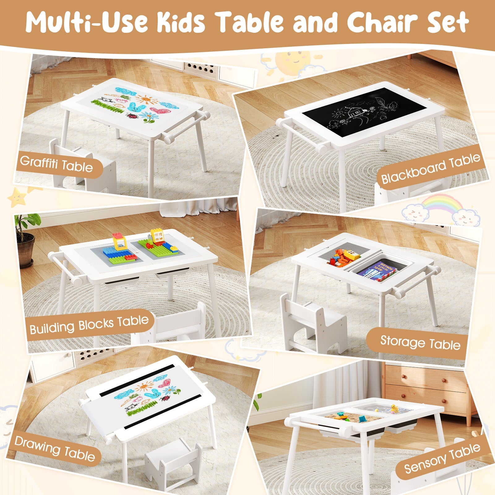 Sensory Table & Chair Set for Kids 2-8
