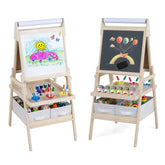 3-in-1 Art Easel for Kids, Standing Double-Sided Easel w/Chalkboard & Whiteboard, Paper Roll