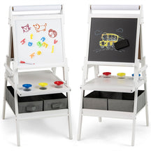 3-in-1 Art Easel for Kids, Standing Double-Sided Easel w/Chalkboard & Whiteboard, Paper Roll