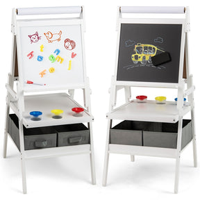 3-in-1 Art Easel for Kids, Standing Double-Sided Easel w/Chalkboard & Whiteboard, Paper Roll