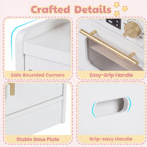 Play Kitchen for Kids, Wooden Kitchen Playset with Realistic Lights & Sounds, Stoves, Sink, Faucet, Oven