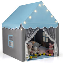 Kids Play Tent, Large Playhouse with Star Ornaments, Washable Mat, Windows