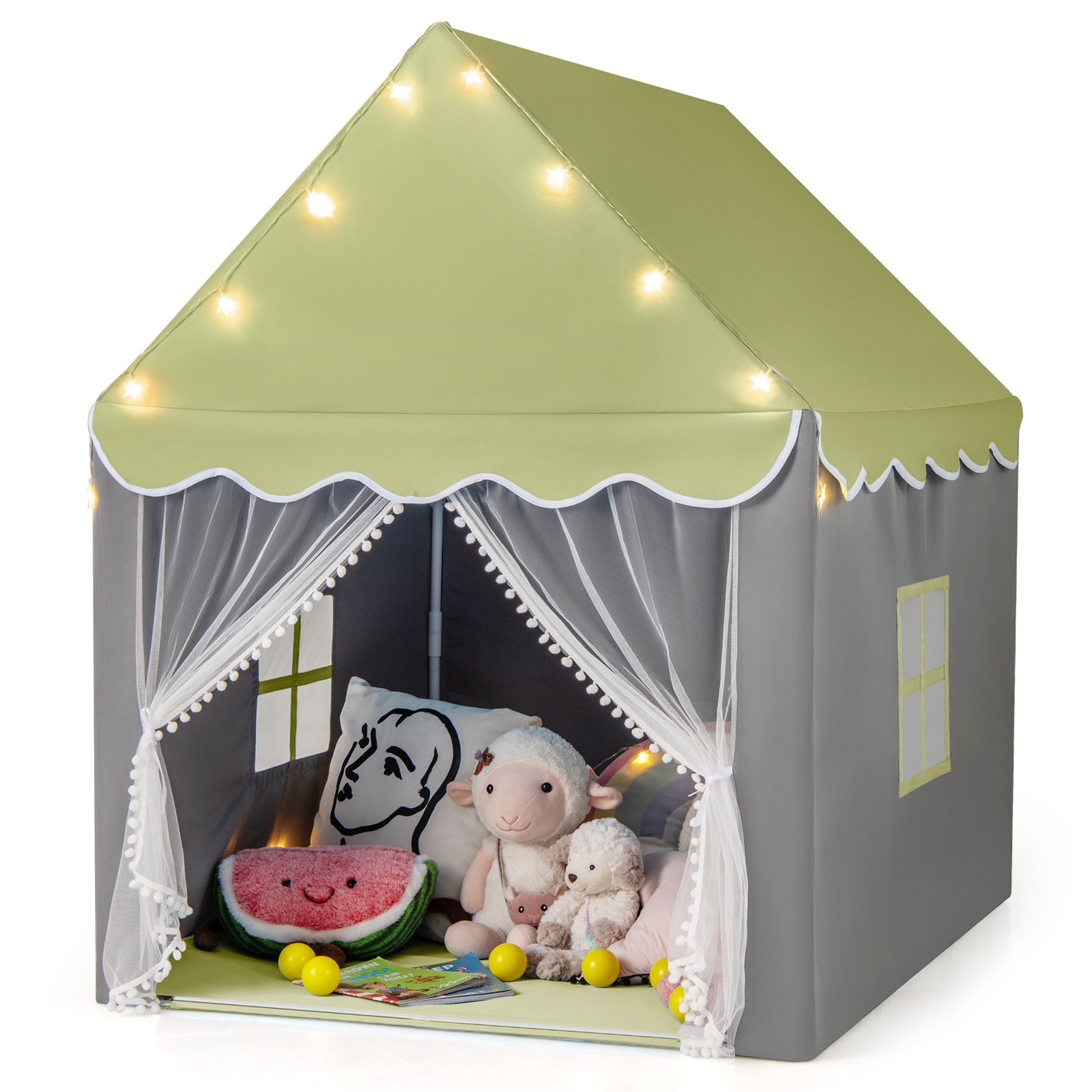 HONEY JOY Kids Play Tent, Large Playhouse with Star Ornaments