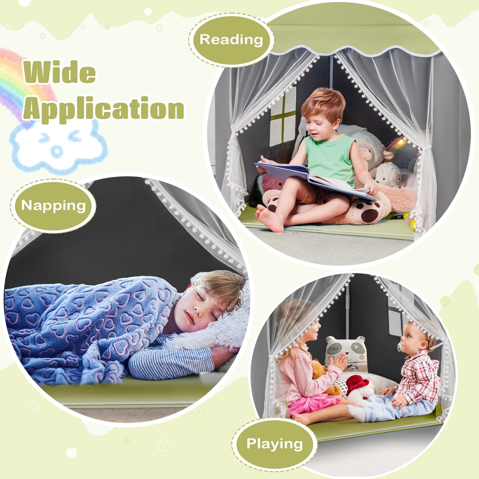 HONEY JOY Kids Play Tent, Large Playhouse with Star Ornaments