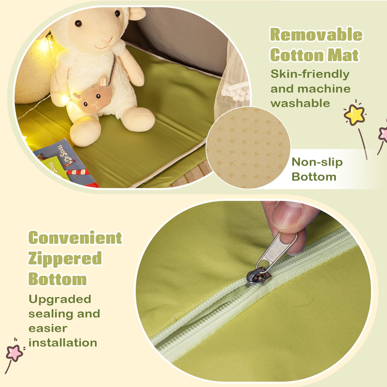 HONEY JOY Kids Play Tent, Large Playhouse with Star Ornaments