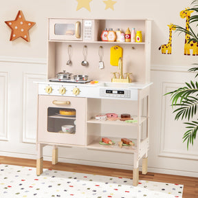 Kids Kitchen Playset, Height Adjustable Toy Kitchen for 3+ Years Old