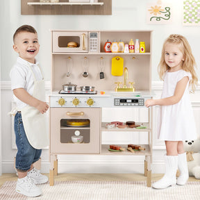 Kids Kitchen Playset, Pretend Play Kitchen w/ Stoves with Sound & Light, Oven
