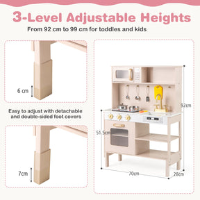 Kids Kitchen Playset, Height Adjustable Toy Kitchen for 3+ Years Old