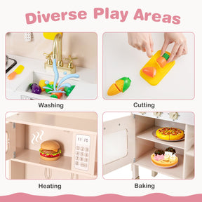 Kids Kitchen Playset, Height Adjustable Toy Kitchen for 3+ Years Old