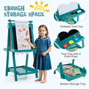 3-in-1 Double-sided Art Easel with Chalkboard & Magnetic Whiteboard