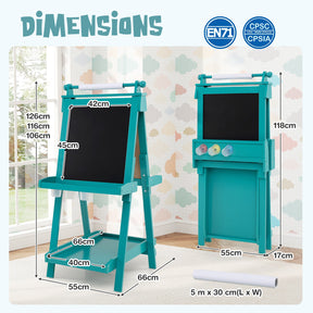 3-in-1 Double-sided Art Easel with Chalkboard & Magnetic Whiteboard