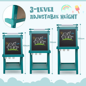 3-in-1 Double-sided Art Easel with Chalkboard & Magnetic Whiteboard