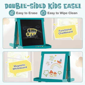 3-in-1 Double-sided Art Easel with Chalkboard & Magnetic Whiteboard
