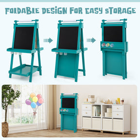 3-in-1 Double-sided Art Easel with Chalkboard & Magnetic Whiteboard