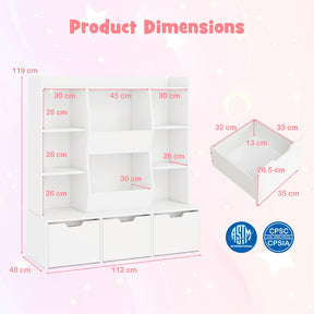 Toy Storage Organizer with 3 Movable Drawers