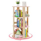 360° Spinning 3-Tier Kids Book Shelf Tower with 12 Sectors