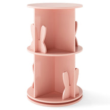 Kids Rotating Bookshelf, Cute 2-tier Kids Bookcase with Bookends & 8 Compartments