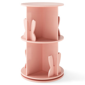 Kids Rotating Bookshelf, Cute 2-tier Kids Bookcase with Bookends & 8 Compartments
