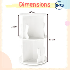 Cute 2-tier Kids Bookcase with Bunny/ Bear Bookends & 8 Compartments