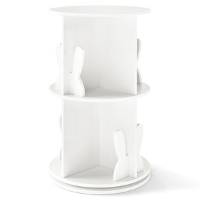 Kids Rotating Bookshelf, Cute 2-tier Kids Bookcase with Bookends & 8 Compartments