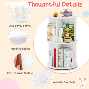 Cute 2-tier Kids Bookcase with Bunny/ Bear Bookends & 8 Compartments