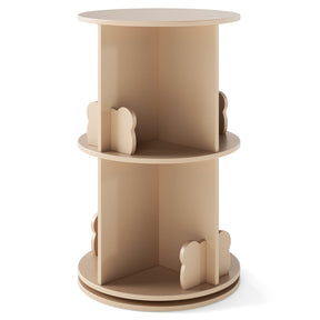 Kids Rotating Bookshelf, Cute 2-tier Kids Bookcase with Bookends & 8 Compartments