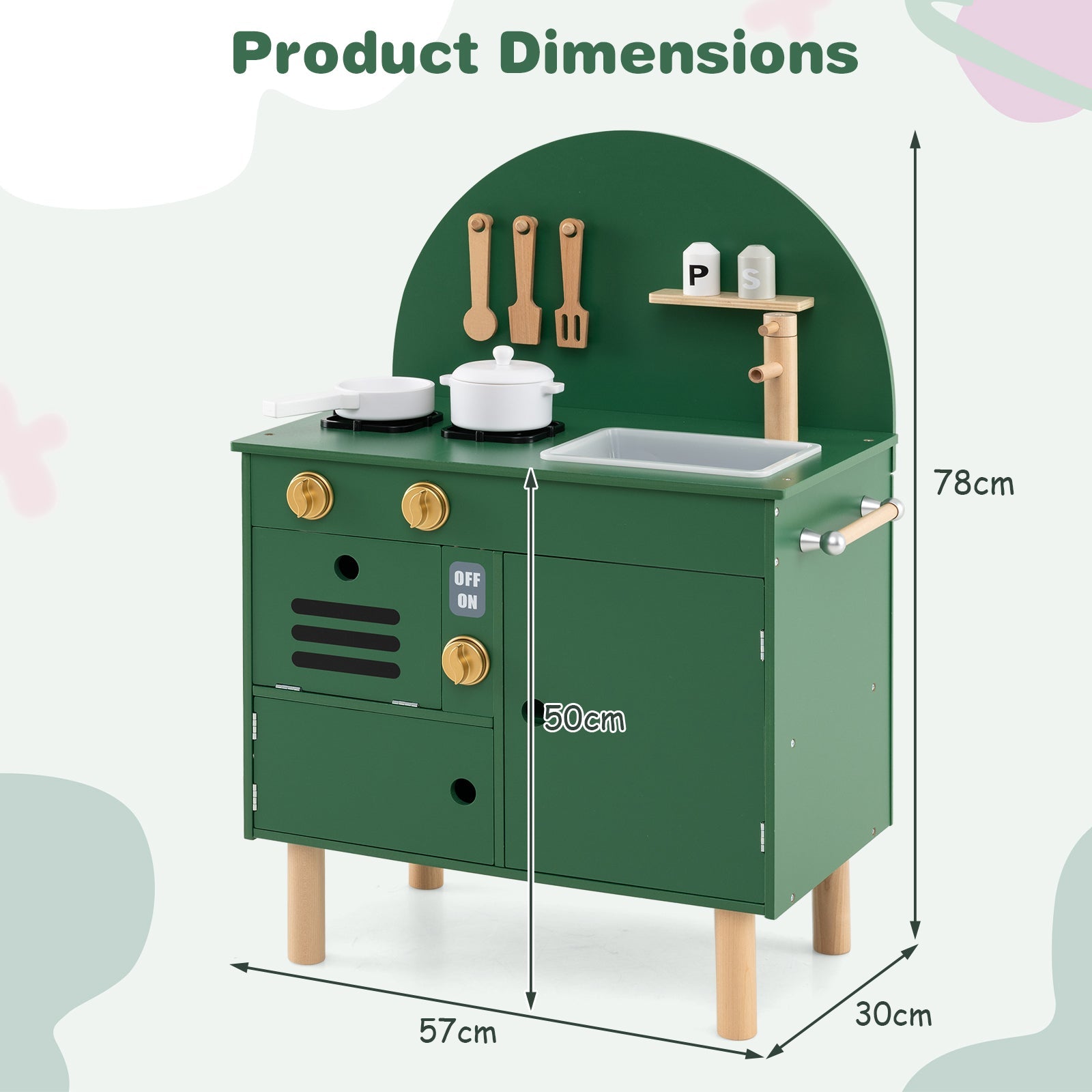 Wooden Kitchen Playset, Chef Pretend Play Set for Children 3+ Years Old