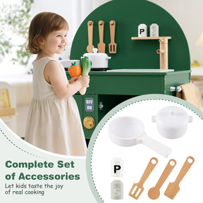 Wooden Kitchen Playset, Chef Pretend Play Set for Children 3+ Years Old