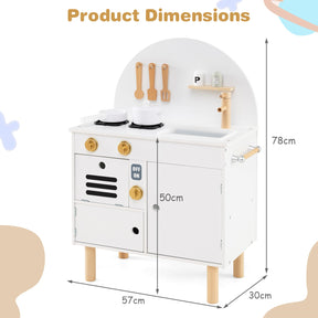 Play Kitchen for Kids, Wooden Kitchen Playset with Stoves, Faucet, Sink, Microwave & Oven