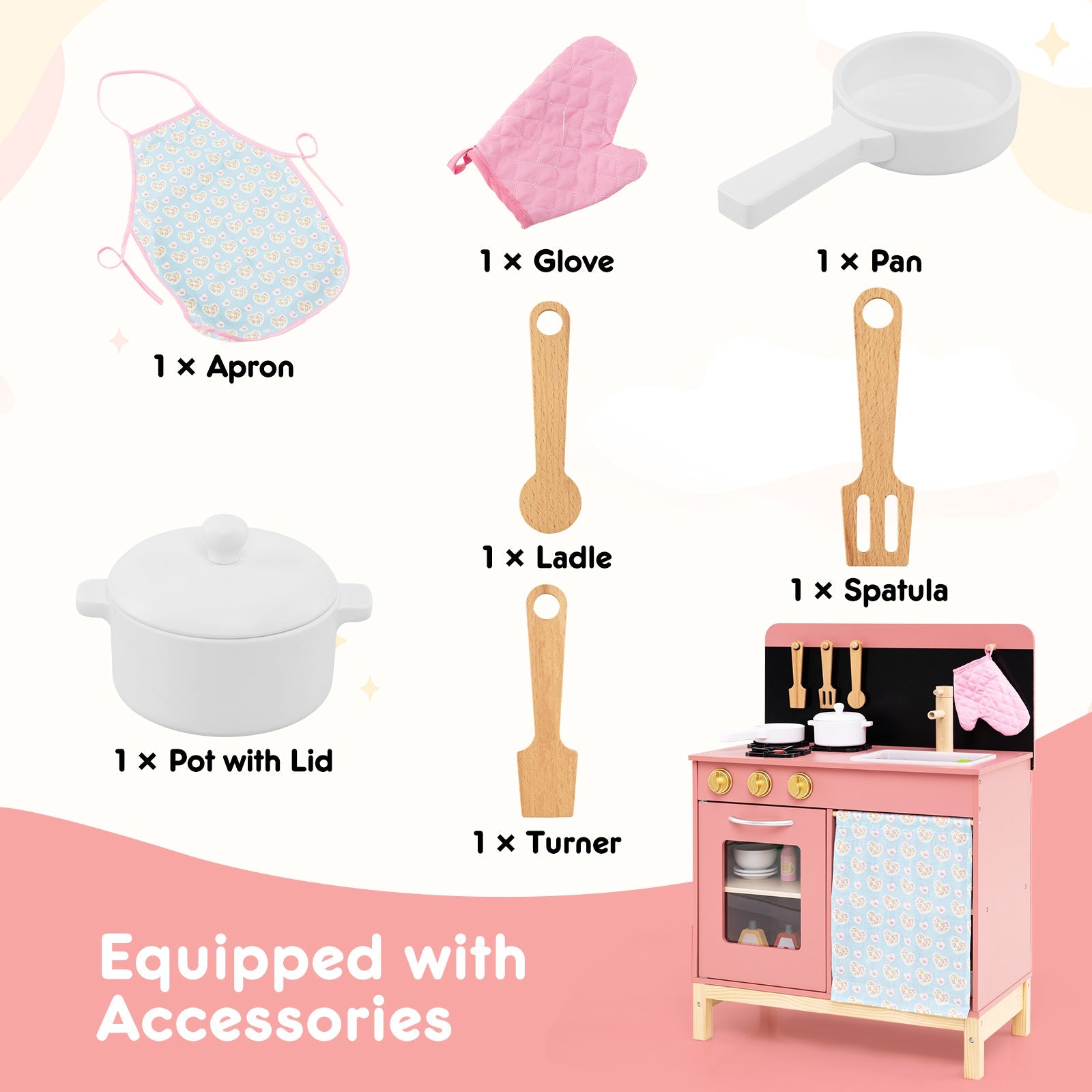 Play Kitchen for Kids, Chef Pretend Play Set with Cookware Accessories
