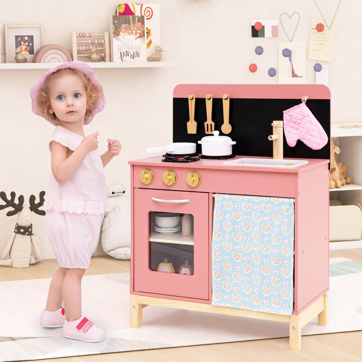 Play Kitchen for Kids, Chef Pretend Play Set with Cookware Accessories