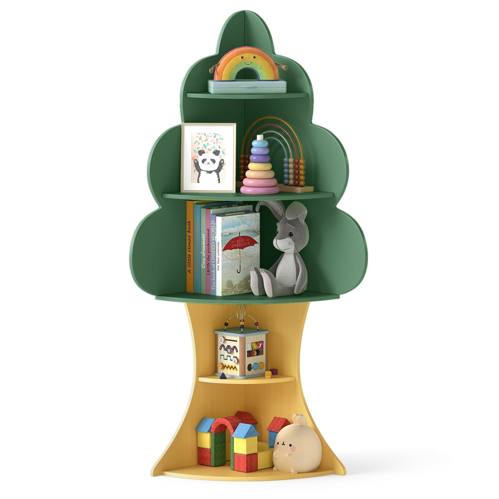 Tree Bookshelf for Kids, 5-Tier Children Book Display Rack with Anti-toppling System