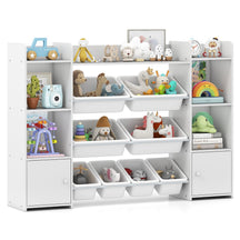 Kids Toy Storage Organizer Shelf, 4-Tier Large Storage Cabinet with 6 Cubbies & 8 Removable Bins