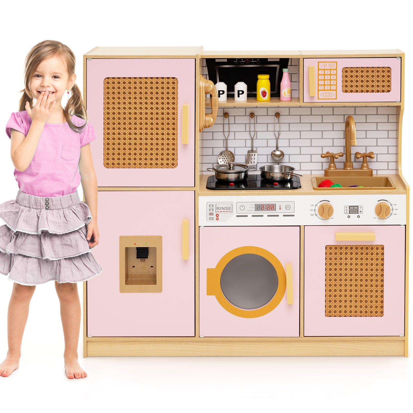 Wooden Kids Kitchen Playset, Pretend Play Kitchen