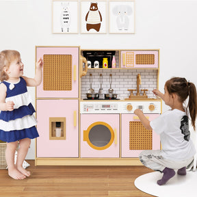 Wooden Kids Kitchen Playset, Pretend Play Kitchen