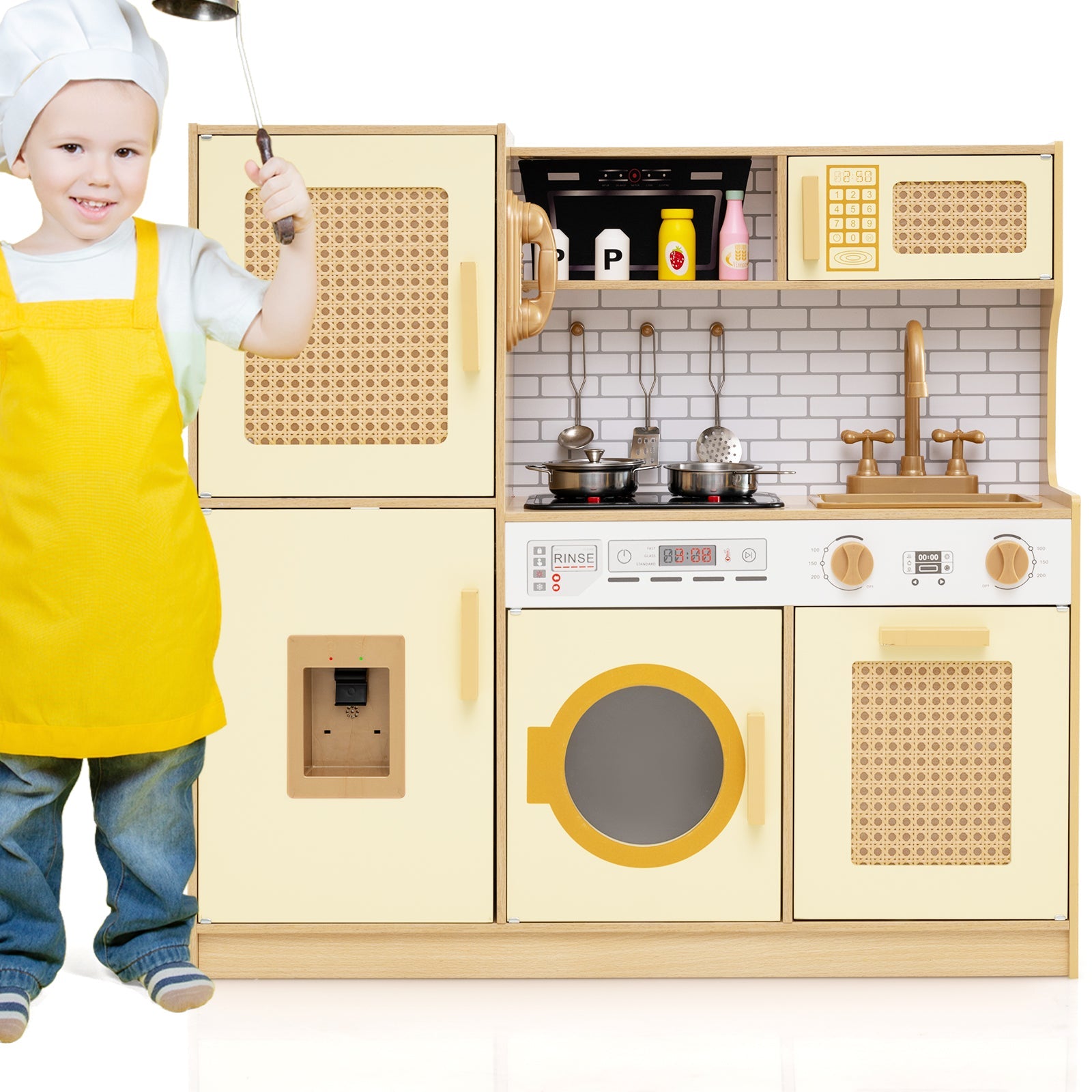 Wooden Kids Kitchen Playset, Pretend Play Kitchen