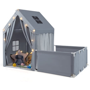 2-in-1 Kids Play Tent with Playpen and Washable Cotton Mat