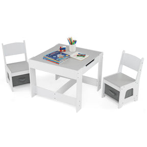 Hikidspace 3-In-1 Kids Multi Activity Table & 2 Chairs Set for Toddlers