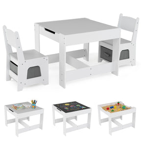 Hikidspace 3-In-1 Kids Multi Activity Table & 2 Chairs Set for Toddlers