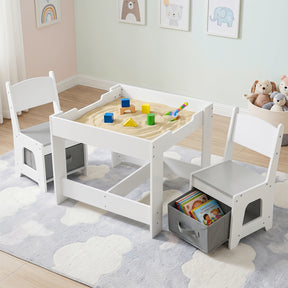 Hikidspace 3-In-1 Kids Multi Activity Table & 2 Chairs Set for Toddlers