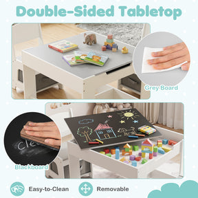 Hikidspace 3-In-1 Kids Multi Activity Table & 2 Chairs Set for Toddlers