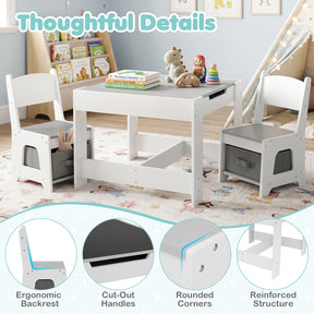 Hikidspace 3-In-1 Kids Multi Activity Table & 2 Chairs Set for Toddlers